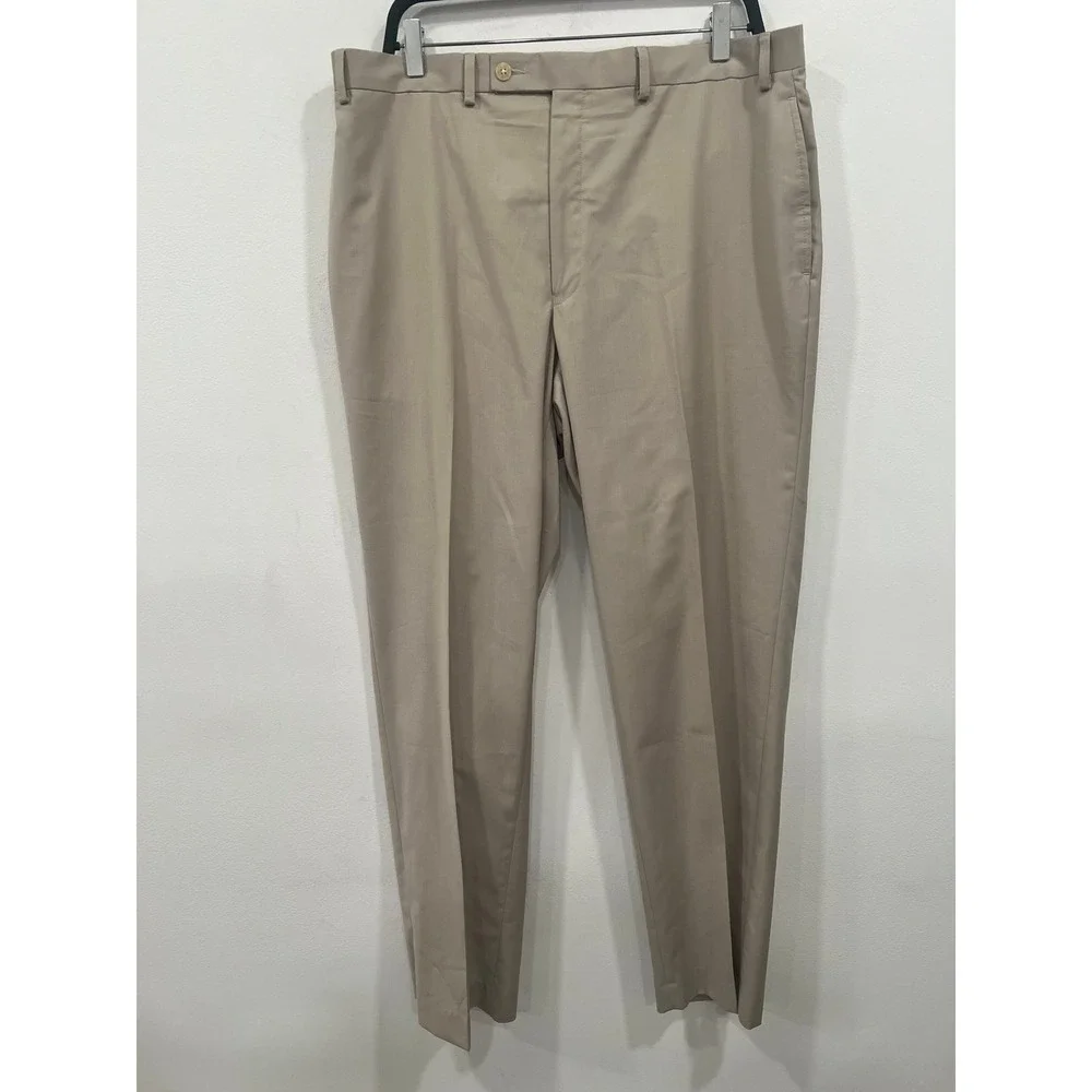 Calvin Klein Dress Pants Men's 38x32L Tan Flat Front Khaki Chinos Tailored Fit